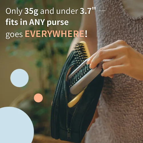 Miniatura 7 de Uffy MiniPop - Cepillo de viaje para el cabello, mini cerdas de jabalí plegables para mujeres, hombres y niños, peine compacto apto para niños