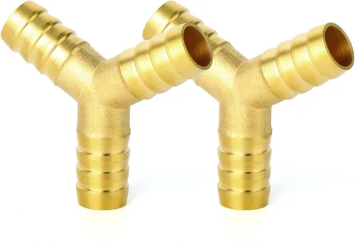 Miniatura 20 de GASHER 20 Piezas Reductor de Púas de Manguera de Latón, 1/2 Pulgada a 1/2 Pulgada (12.7mm) ID de Manguera con 40 Abrazaderas de Manguera, Reductor