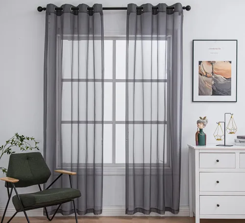 Miniatura 35 de PI - Cortinas traslúcidas con paneles pequeños, cortina transparente para ventana de cocina, mirador, 2 paneles