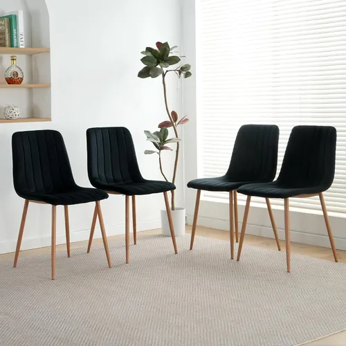 Miniatura 2 de Juego de 4 sillas de comedor, juego de 4 sillas de comedor de terciopelo moderno, juego de 4 sillas de cocina con asiento acolchado tapizado y patas