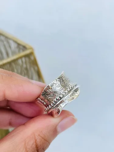 Miniatura 65 de Boho Spinner Ring, Mothers Day Gift, Silver 925 Women Ring, Sterling Silver 925 Ring, Fidget Spinner Ring,Women Silver Anxiety Ring