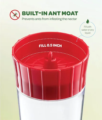 Miniatura 4 de Comedero para colibríes de 10 onzas, paquete de 2, comederos de vidrio para colibríes para exteriores, con protector de hormigas integrado, percha