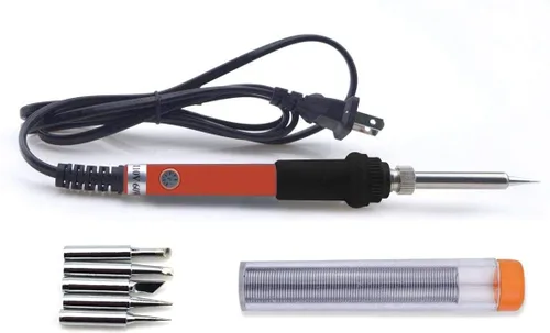 Miniatura 6 de Juego de soldadura eléctrica de 60 W con temperatura ajustable, soldador con 5 puntas diferentes, 1 cable de soldadura de 3/64 pulgadas de diámetro.
