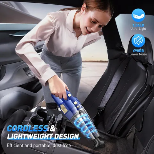 Miniatura 8 de Aspiradora de mano inalámbrica, 15000 PA, potente aspirador de succión para automóvil, ligero con múltiples accesorios, aspiradora de mano