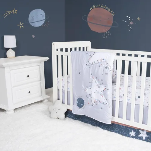 Miniatura 16 de Sammy & Lou Friendly Forest - Juego de ropa de cama para cuna de bebé de 4 piezas, incluye edredón, sábanas bajeras para cuna neutrales, falda