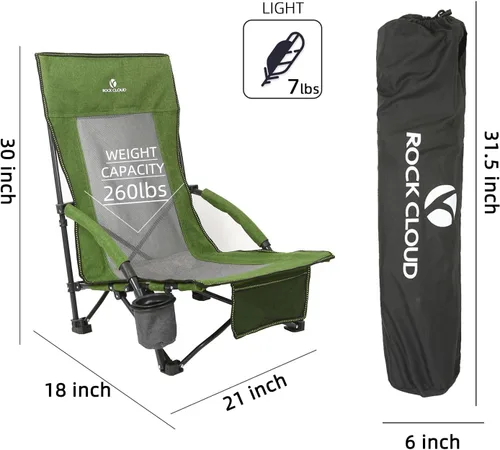 Miniatura 3 de ROCK CLOUD Silla de playa plegable portátil Sillas bajas para acampar Césped de Campamento Senderismo Deportes