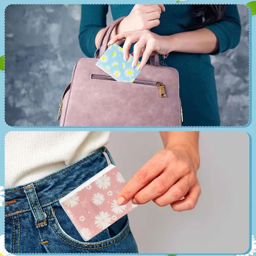 Miniatura 7 de Outus Paquete de 100 800 hojas de pañuelos pequeños de bolsillo de viaje, 3 capas, tamaño de viaje, pañuelos faciales individuales, diseño floral