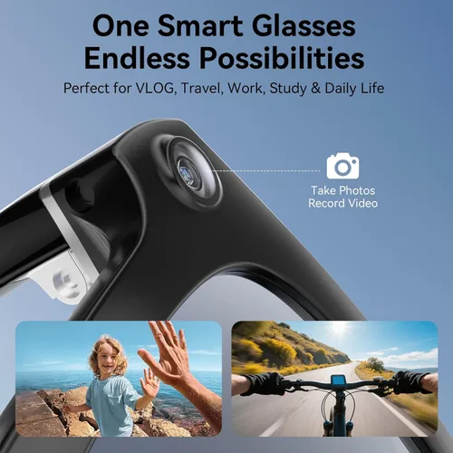 Miniatura 2 de Lentes inteligentes AI con cámara, gafas de grabación de video 1080P, gafas de cámara de 8 MP, traducción en tiempo real, asistente de voz AI