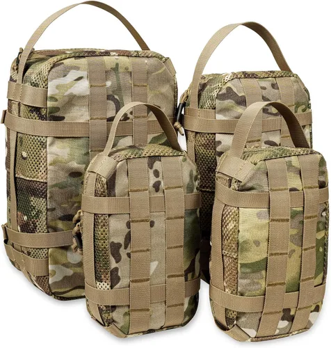 Miniatura 2 de Juego de 4 cubos de embalaje tácticos, bolsa de almacenamiento de malla compresible, organizador portátil Edc Molle.