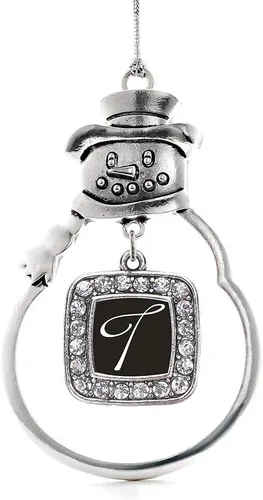 Miniatura 96 de Inspired Silver - Adorno de rodillo de reina - Adorno cuadrado de plata con muñeco de nieve con joyas de circonita cúbica