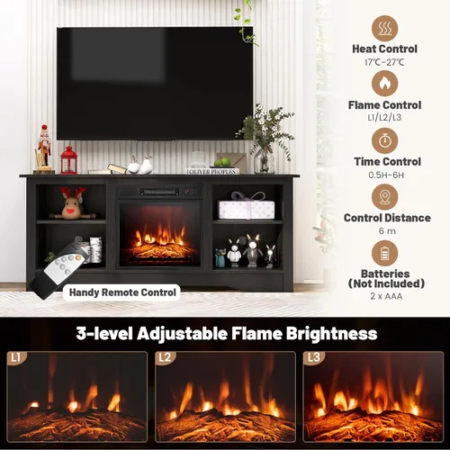 Miniatura 3 de SIMOE Soporte de TV eléctrico con chimenea para televisores de hasta 65 pulgadas, consola de TV moderna de 58 pulgadas con chimenea de 18 pulgadas