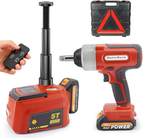 E-HEELP Gato eléctrico para automóvil de 5 toneladas, sin cable, batería de 18 V, gato hidráulico de piso con control remoto, kit de cambio de