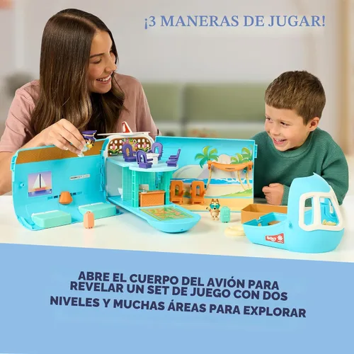 Miniatura 4 de Bluey Juguete de avión transformable 3 en 1 para niños, se convierte en centro turístico y barco, juguetes de avión para niños de 5 a 8 años