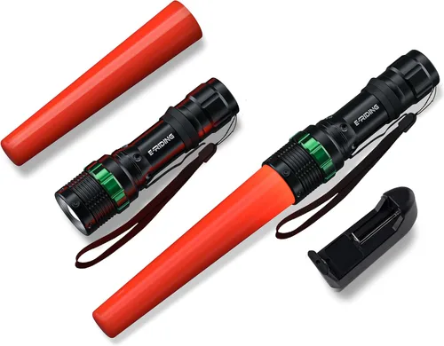 E-riding Paquete de 2 varitas de tráfico recargables, linterna LED de control de tráfico de 11 pulgadas, bastón de seguridad naranja pequeño con 5