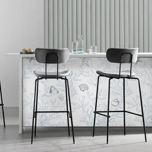 Miniatura 7 de WENMER Coastal - Papel tapiz autoadhesivo para despegar y pegar, 17.3 x 590 pulgadas, color blanco y azul claro, concha, concha, estrella de mar