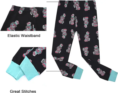 Miniatura 6 de Benaive Pijama para niños, pijama de algodón para niño, conjunto de pantalones de 4 piezas para niños