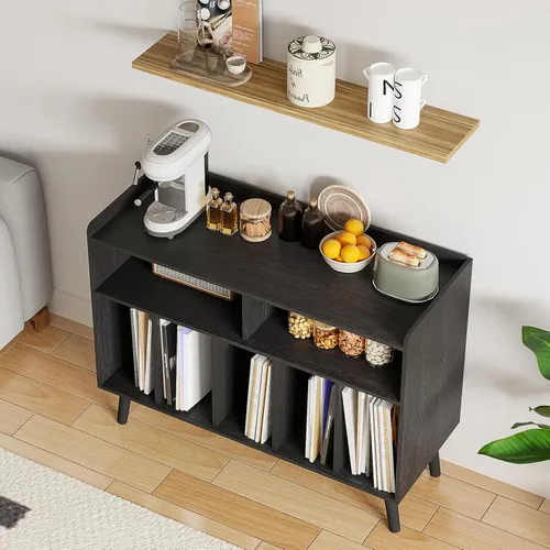 Miniatura 5 de ChooChoo - Soporte para tocadiscos, mesa para tocadiscos con almacenamiento para vinilos, gabinete para tocadiscos hasta 350 álbumes, organizador