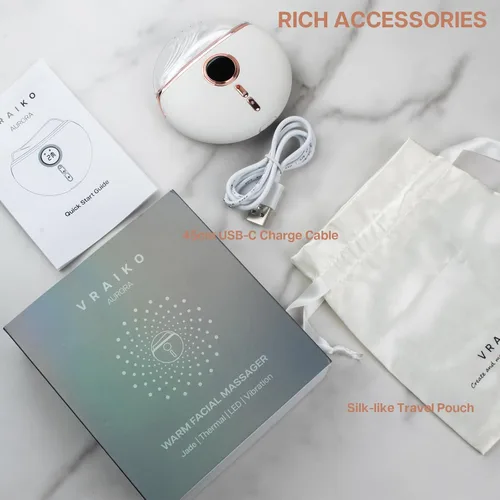 Miniatura 7 de VRAIKO Aurora - Dispositivo LED Gua Sha, herramienta facial Gua Sha de piedra de jade con calor y vibración, masajeador facial