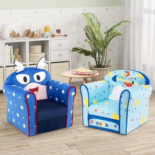 Miniatura 8 de Costzon Sofá para Niños con Reposabrazos con Patrón, Muebles para Niños Pequeños con Construcción de Madera Resistente, Sofá para Niños en Edad