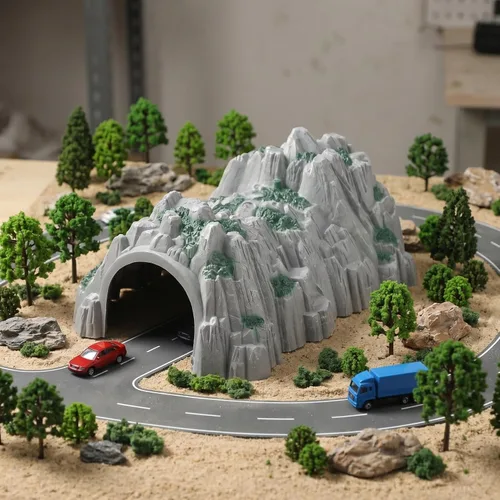 Miniatura 3 de Modelo realista de túnel de tren de montaña para escenarios ferroviarios, accesorios duraderos para pistas de madera, diseños de escala HO