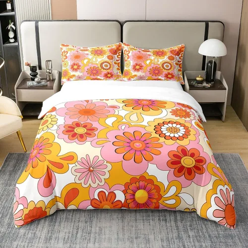 Miniatura 28 de Juego de ropa de cama 100% de algodón natural con hojas de palmera, funda de edredón Monstera con hojas tropicales, rama de hojas tropicales, funda
