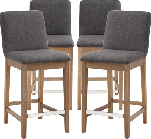Miniatura 19 de Kmax Juego de 2 taburetes de bar de 26 pulgadas de altura de mostrador, taburetes tapizados para encimera de cocina con soporte trasero, taburetes