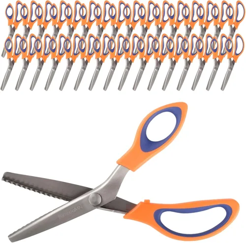 Miniatura 33 de JubileeYarn - Tijeras de entintar de grado profesional, acero inoxidable dentado de 9.5 pulgadas, color morado y naranja, 1 par