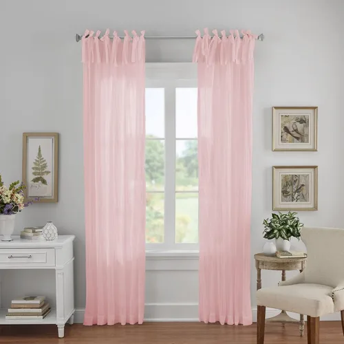 Elrene Home Fashions Jolie Cortina de Ventana Semitransparente Arrugada, Panel Individual con Lazos Ajustables en la Parte Superior, 52" x 84" (1