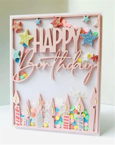 Troqueles troquelados para hacer tarjetas, álbumes de recortes de metal, feliz cumpleaños, tema de tarta, troqueles de corte, bricolaje, álbum de