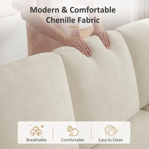 Miniatura 6 de Sofá Seccional Cama de 111 pulgadas con Cama Extraíble, Sofá Modular de 6 Asientos en Forma de U con Chaise de Almacenamiento, Sofá Seccional
