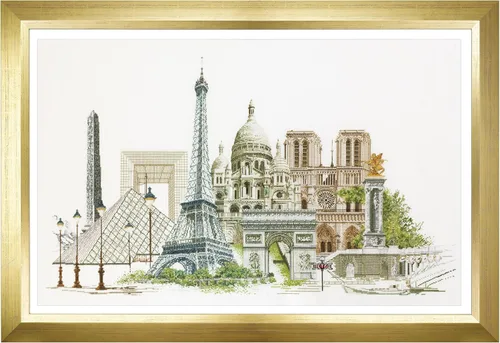Thea Gouverneur - Kit de Punto de Cruz Contado - París - Aida - 18 Cuentas - Kit de Bordado para Adultos - Hilos de Bordado DMC y Otros Suministros