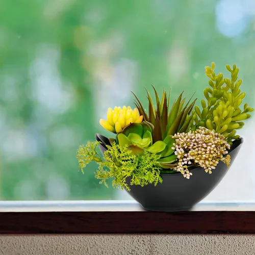 Miniatura 5 de Plantas suculentas artificiales, plantas falsas en maceta, suculentas artificiales de 7.2 pulgadas, plantas artificiales y vegetación para jardín