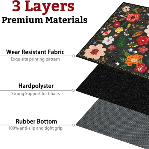 Miniatura 3 de Tapete para silla de oficina para suelo de madera dura y azulejos, tapete bohemio floral de 36"x48" para silla de computadora de oficina para sillas
