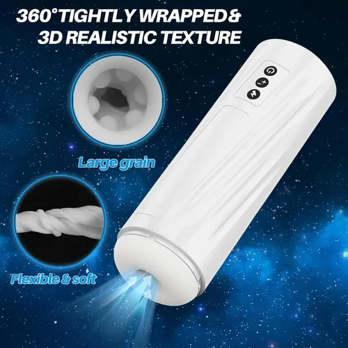 Miniatura 2 de Masturbador masculino automático con vibración para hombres con 7 modos de empuje y apriete, manga texturizada realista 3D mejorada, manos libres