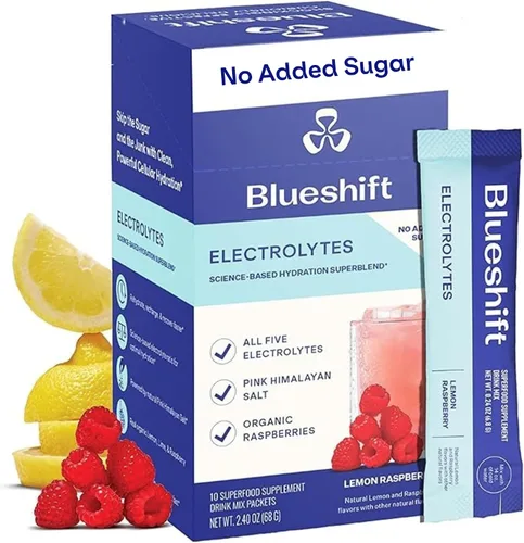 Blueshift Electrolytes - Paquetes de electrolitos naturales en polvo, paquetes de hidratación orgánica, mezcla de bebidas con electrolitos sin