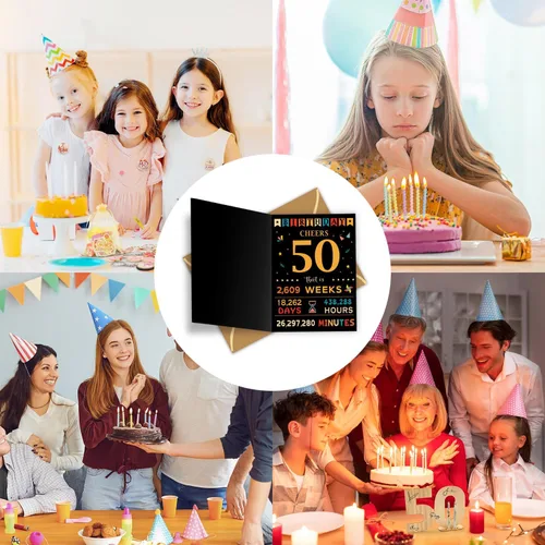 Miniatura 3 de Sutjxc Tarjeta de feliz cumpleaños 50 para marido y esposa, regalos vintage de 50 cumpleaños para papá y mamá, decoraciones retro de cumpleaños