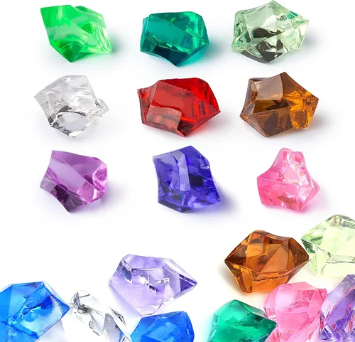 Miniatura 14 de Cubos acrílicos, piedras preciosas y cristales, diamantes falsos, tarro de 200 piezas de joyas de relleno de jarrón para manualidades, rocas
