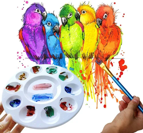Miniatura 2 de Hulameda 80 paletas de bandejas de pintura, paletas redondas de plástico para niños o estudiantes, manualidades o para tener una fiesta de pintura