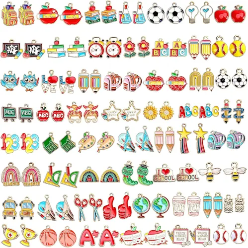 Miniatura 11 de SANNIX 110 piezas 55 pares de dijes de Halloween esmaltados dorados para Halloween, aretes, pulseras, collares, manualidades
