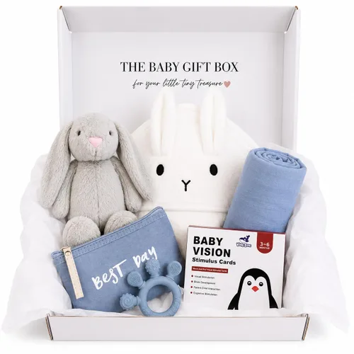 Juego de cestas de regalo para bebé con adorables artículos esenciales para recién nacidos para bebé niña y niño, cestas de regalo de calidad para
