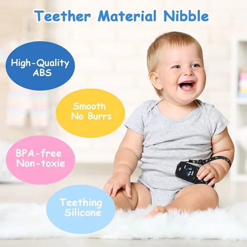 Miniatura 4 de Aolso Juguetes mordedores de silicona para bebés, forma de teléfono con clip para chupete, juguetes de dentición suaves para niños pequeños, sin