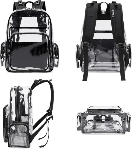 Miniatura 6 de Mochila transparente para pañales para bebés, niñas y niños, bolsas de pañales para mamá para mujeres (negro)