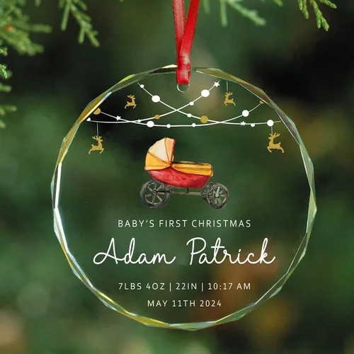 Miniatura 21 de Adorno de cristal personalizado para anuncio de bebé, adorno de Feliz Navidad, abuela y abuelo te veo en 2024, regalo de abuelos promocionados