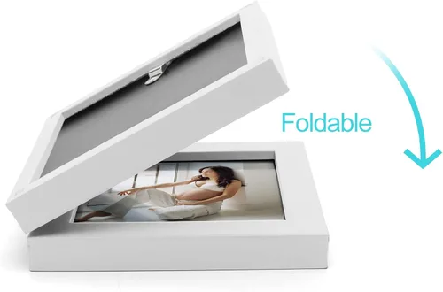 Miniatura 3 de Marcos de Fotos Dobles 4x4 con Bisagras Plegables en Negro para Colgar en la Pared o Poner en Mesa, Hechos de Madera de Pino con Vidrio Real P-44 *