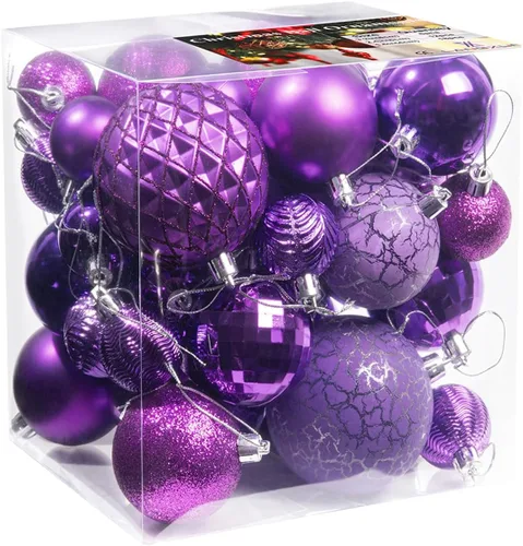 Miniatura 3 de LANGXUN 36 piezas de bolas de decoración de árbol de Navidad moradas, bolas de Navidad, decoración de Navidad 2025, adornos navideños irrompibles