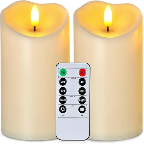 Miniatura 9 de Homemory Velas sin llama impermeables para exteriores de 4 x 12 pulgadas con temporizadores y control remoto, velas que funcionan con pilas, velas