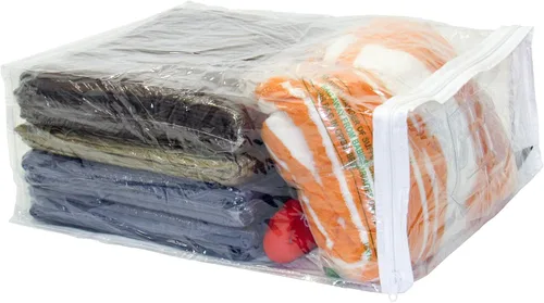 Miniatura 2 de Paquete de 10 bolsas de almacenamiento con cremallera de vinilo transparente de 15 x 18 x 7 pulgadas