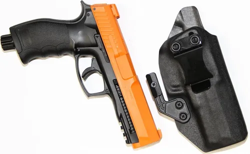 Miniatura 6 de REVKEL Custom IWB/AIWB Kydex Holster CCW para pistola de bolas de pimienta UMAREX T4E PDP50 con garra Modwing. Hecho a mano en Texas, EE. UU.