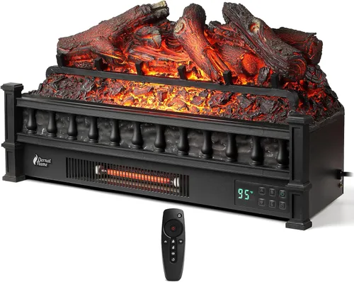 Miniatura 8 de TURBRO Eternal Flame - Troncos de chimenea eléctrica infrarroja, 23 pulgadas de cuarzo infrarrojo, calentador de leña con control remoto, cama