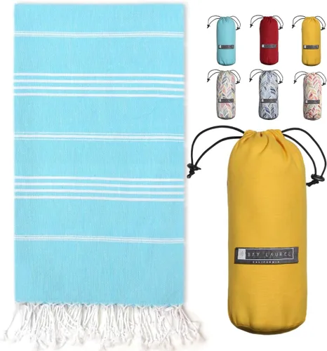 Miniatura 43 de BAY LAUREL Toalla de playa turca con bolsa de viaje, 39 x 71 pulgadas, de secado rápido, sin arena, ligera, grande, toallas de gran